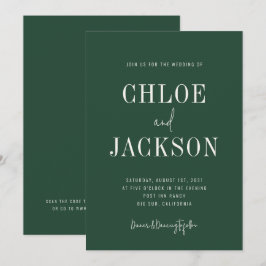 Forest Green Modern Bold Custom QR Code Wedding Einladung