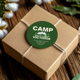 Forest Green Modern Camping Junggeselinnen-Abschie Runder Aufkleber