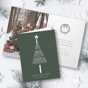 Forest Green Modern Christmas Pine Tree Foto Feiertagskarte
