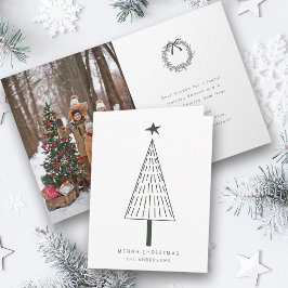 Forest Green Modern Christmas Pine Tree Foto Feiertagskarte
