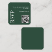 Forest Green Modern Custom QR Code Wedding RSVP Begleitkarte (Vorne/Hinten)