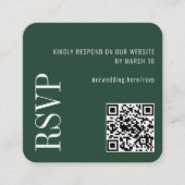 Forest Green Modern Custom QR Code Wedding RSVP Begleitkarte (Vorderseite)