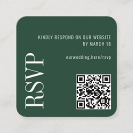 Forest Green Modern Custom QR Code Wedding RSVP Begleitkarte