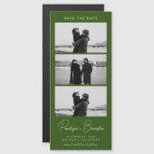 Forest Green Modern Foto Strip Magnetic Wedding Magnetkarte (Vorne/Hinten)