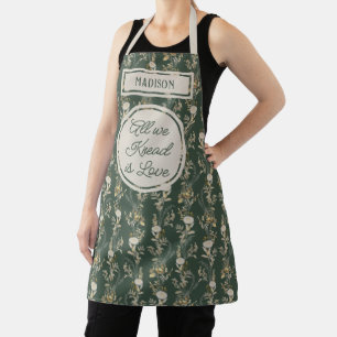 Forest Green Modern Name Holiday Schürze