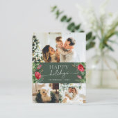 Forest Green Modern Script Foto Holiday Postcard Postkarte (Stehend Vorderseite)