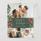 Forest Green Modern Script Foto Holiday Postcard Postkarte (Vorderseite)