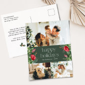 Forest Green Moderne botanische 3-Foto-Ferien Postkarte