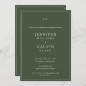 Forest Green Monogram Probe Dinner Einladung (Vorne/Hinten)