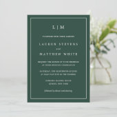 Forest Green Monogram Simple Wedding Einladung (Stehend Vorderseite)