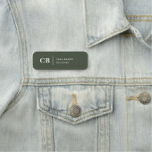 Forest Green Monogram Stilvolle Trendy Modern Namensschild (Beispiel)