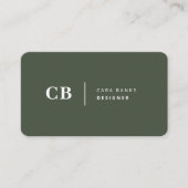 Forest Green Monogram Stilvolle Trendy Modern Visitenkarte (Vorderseite)