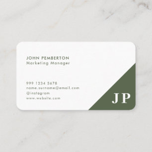 Forest Green Monogram Stilvolle Trendy Modern Visitenkarte