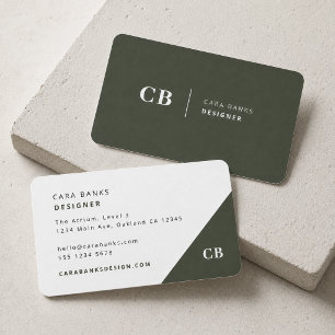 Forest Green Monogram Stilvolle Trendy Modern Visitenkarte