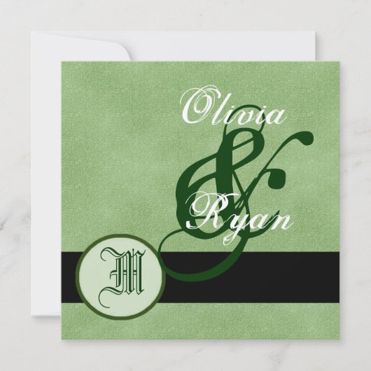 FOREST GREEN Monogram Wedding Einladung (Vorderseite)