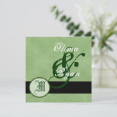 FOREST GREEN Monogram Wedding Einladung (Stehend Vorderseite)