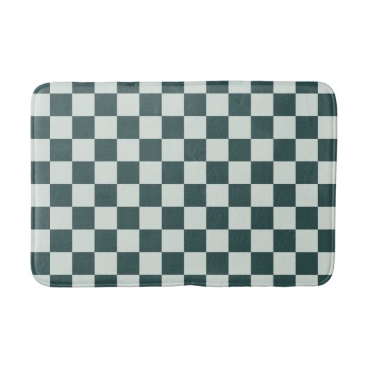 Forest green moss checkerboard pattern badematte (Vorderseite)