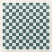 Forest green moss checkerboard pattern glasuntersetzer (Vorderseite)