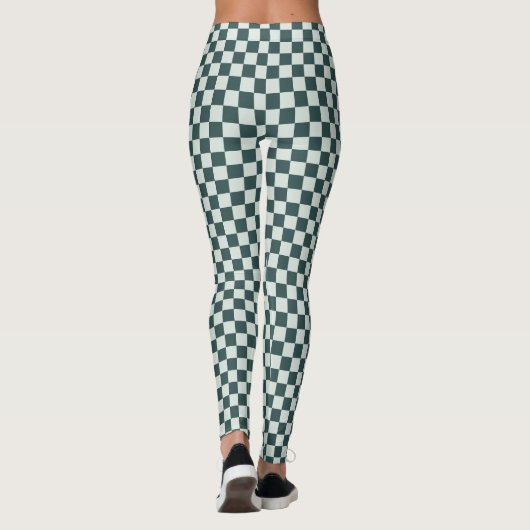 Forest green moss checkerboard pattern leggings (Rückseite)