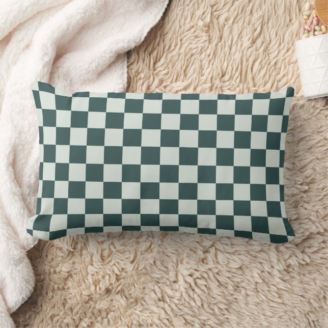 Forest green moss checkerboard pattern lendenkissen (Decke)