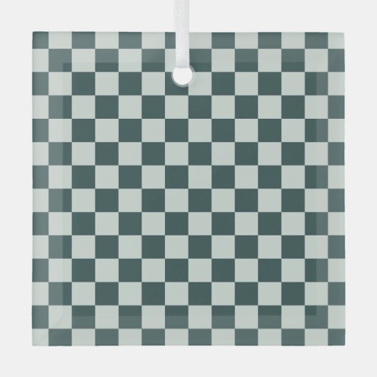 Forest green moss checkerboard pattern ornament aus glas (Vorderseite)