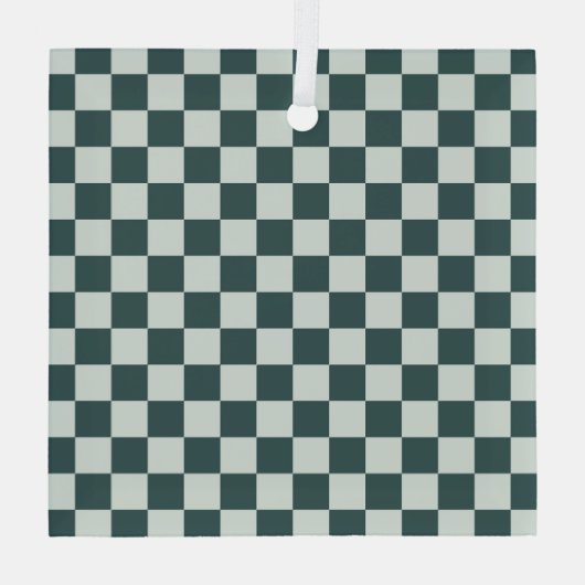 Forest green moss checkerboard pattern ornament aus glas (Rückseite)
