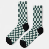 Forest green moss checkerboard pattern socken (Linkes Detail)
