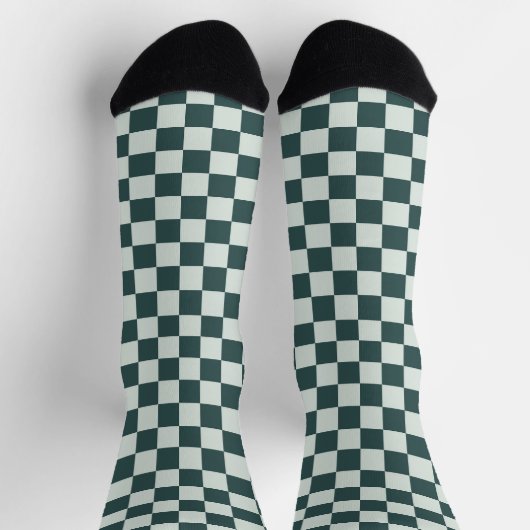 Forest green moss checkerboard pattern socken (Oben)