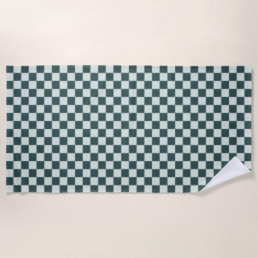 Forest green moss checkerboard pattern strandtuch (Vorderseite)