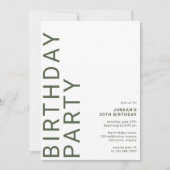 Forest Green Moss | Fett Typografie einfach jedes Einladung (Vorderseite)