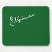Forest Green Personalized Name Script Minimalist  Mousepad (Vorne)