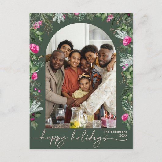 Forest Green Pink Botanische Arche 1 Foto Urlaub Postkarte (Vorderseite)