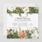 Forest Green Pink Elfenbeinküste Rose Blumenstrauß Einladung (Vorderseite)