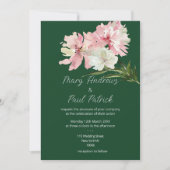 Forest green pink white floral peony Hochzeit Einladung (Vorderseite)