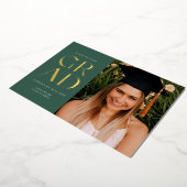 Forest Green Pressed Foil Grad Block Abschluss Folieneinladung (Gedreht)