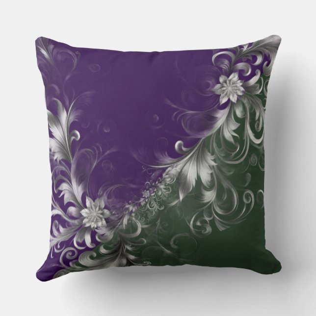 Forest Green, Purple And Elegant Silver Accents Kissen (Rückseite)