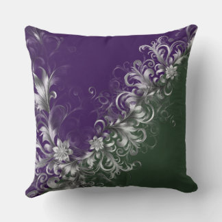 Forest Green, Purple And Elegant Silver Accents Kissen