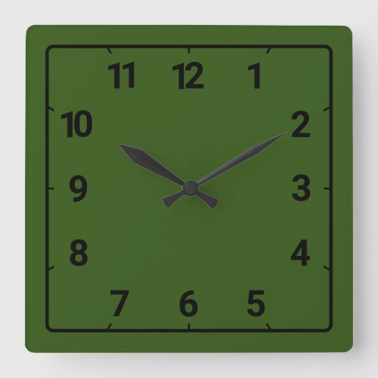 Forest green quadratische wanduhr (Vorderseite)