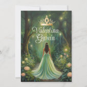 Forest Green Quinceañera 15 Anos Gold Crown Einladung (Rückseite)