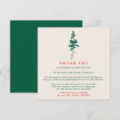 Forest Green & Red | Christmas Wedding Thank You Einladung (Vorne/Hinten)