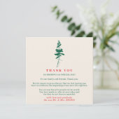 Forest Green & Red | Christmas Wedding Thank You Einladung (Stehend Vorderseite)