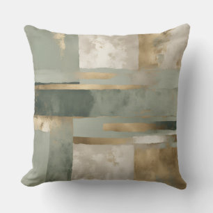 Forest Green Sage Gold Beige Kariert Kissen