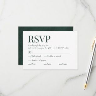 Forest Green Scan QR Code Wahl Hochzeit RSVP Karte