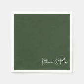 Forest Green Script Names Wedding Cocktail Serviette (Vorderseite)