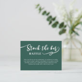 Forest Green Script Stock the bar Bridal Shower  Begleitkarte (Stehend Vorderseite)