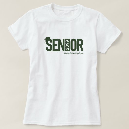 Forest Green SENIOR mit Graduierungskappe T-Shirt (Design vorne)