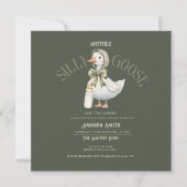 Forest Green Silly Goose neutral Baby Shower Einladung (Vorderseite)