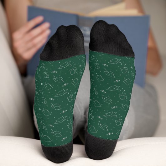 Forest Green & Silver Graduation Cap Toss Socks Socken (Unterseite)