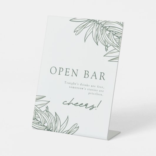 Forest Green Simple Botanic Open Bar Sockelschild (Vorderseite)