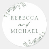 Forest Green Simple Botanic Runder Aufkleber (Vorderseite)